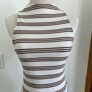 Maeve by Anthropologie Brown/White Striped Tank Top Sz Small